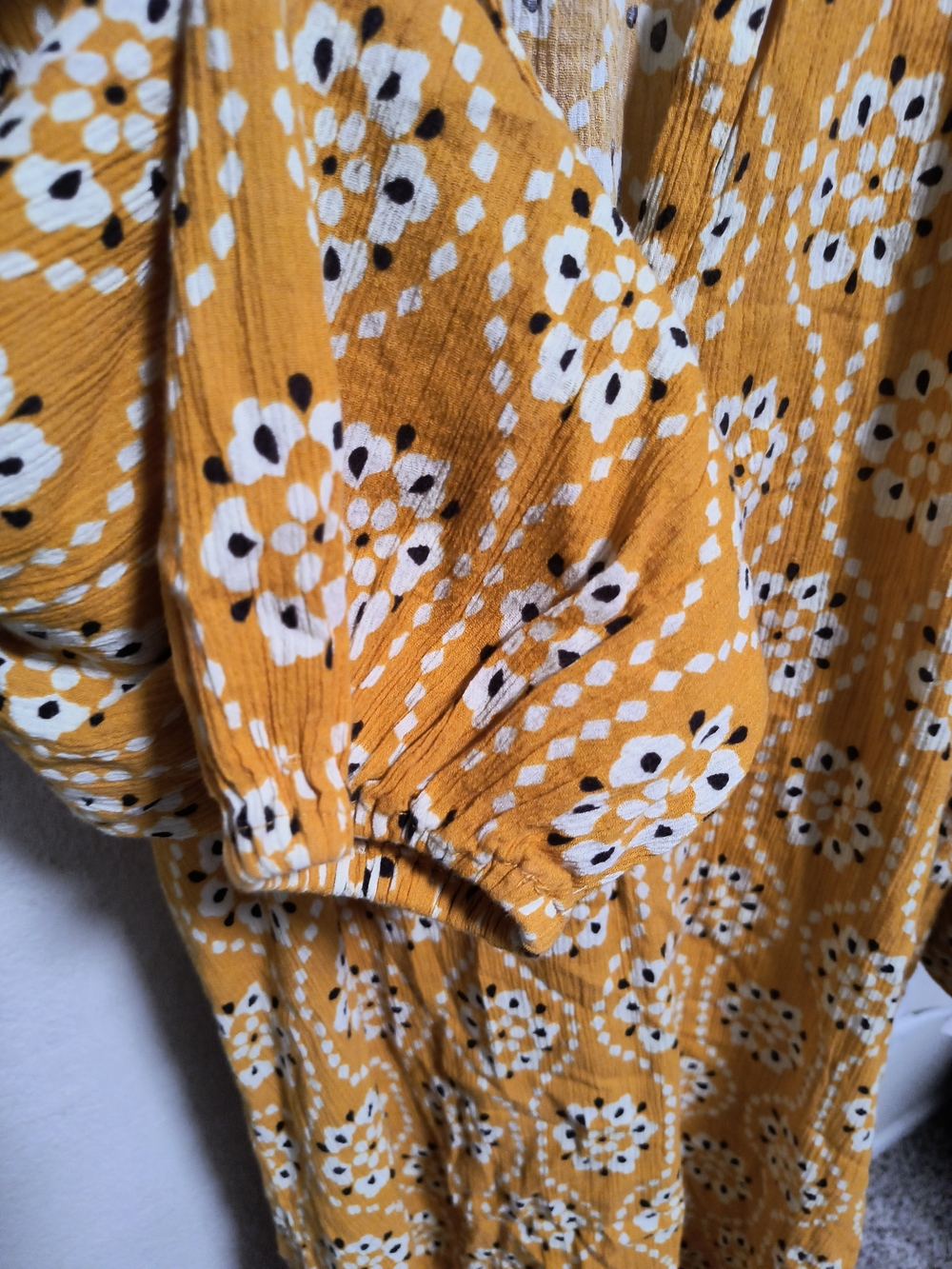 Zara Mustard Floral Tie-Neck Midi Dress - Picture 7 of 13